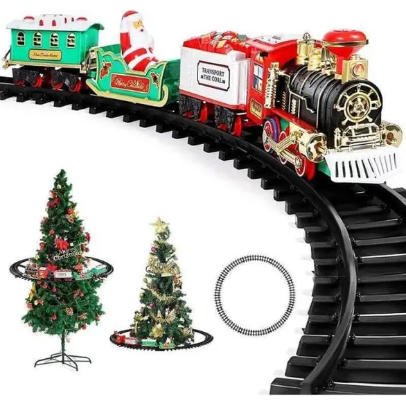 Pociąg Boże Narodzenie Drzewo Elektryczny Sanie Świętego Mikołaja Lokomotywa