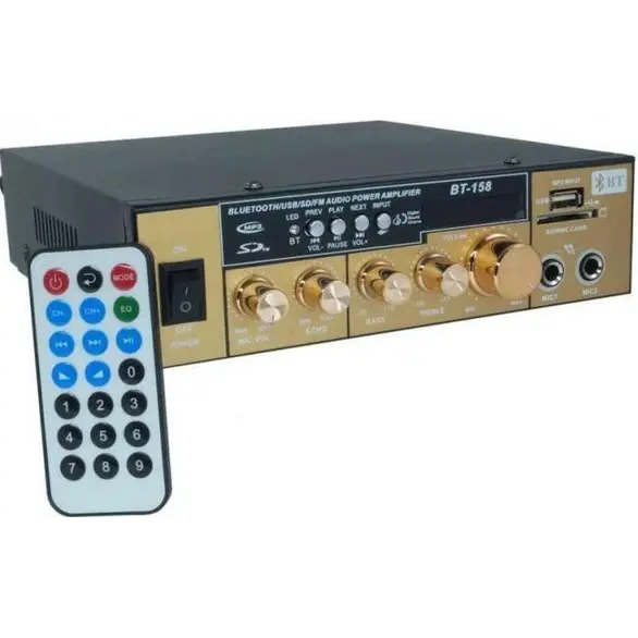2-kanałowy wzmacniacz stereo Bluetooth Karaoke Mp3 USB Karta SD Radio FM Audio