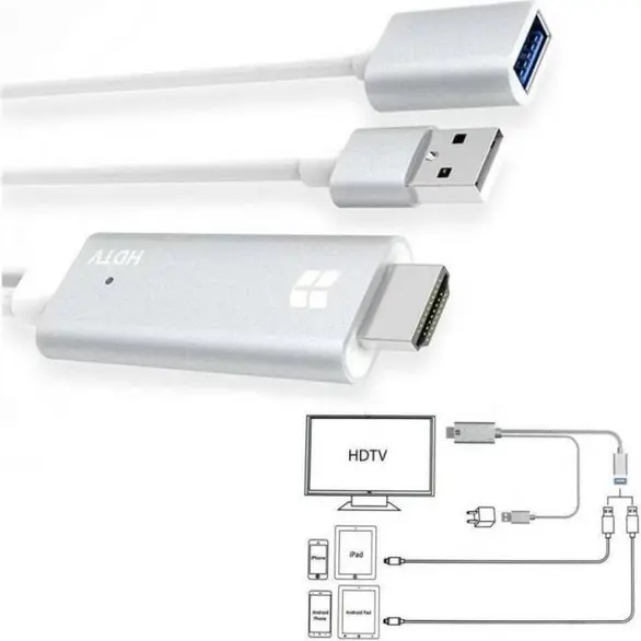 Kabel HDTV adapter wideo smartfon Android Lightning HDMI złącze USB
