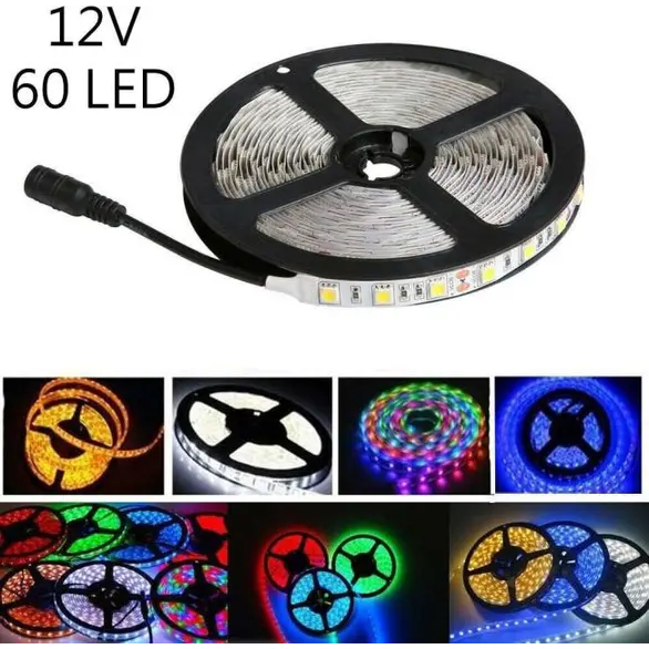 Strip 60 LED Klej 12v 5 metrów IP65 Cewka Lekka Elastyczne oświetlenie (RGB)