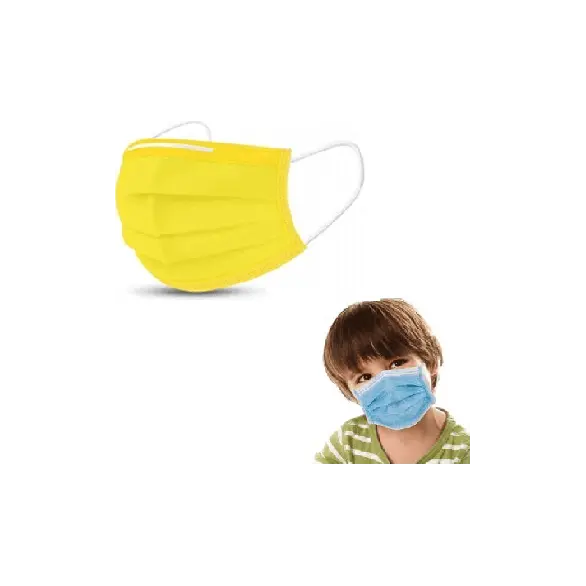 50x maseczki typu II dla dzieci żółta jednorazowa nos usta z certyfikatem ce