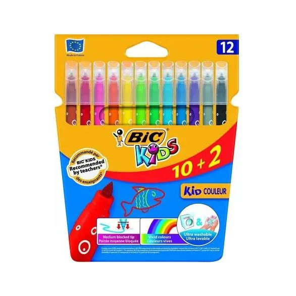 10+2 pisaki KIDS Super zmywalny marker w pastelowych kolorach Średnia końcówka