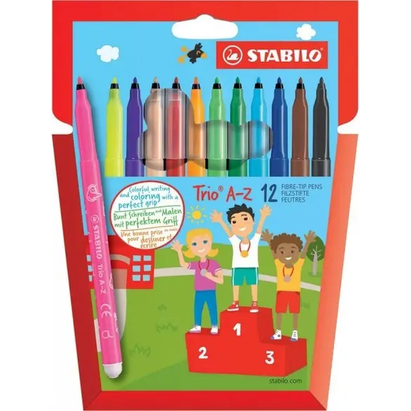 Markery Trio A-Z Fine Point Zestaw 12 różnych kolorów dla dzieci w wieku...