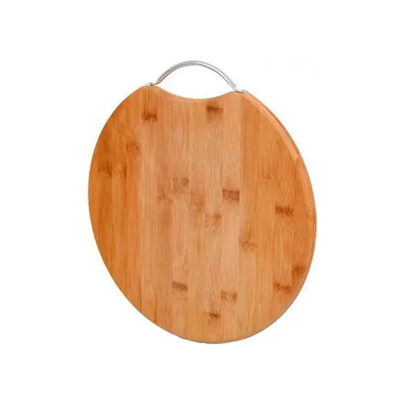 Okrągła Deska Krojenia 30cm Drewno Bambusowe Z Uchwytem Przystawki Salami Sery