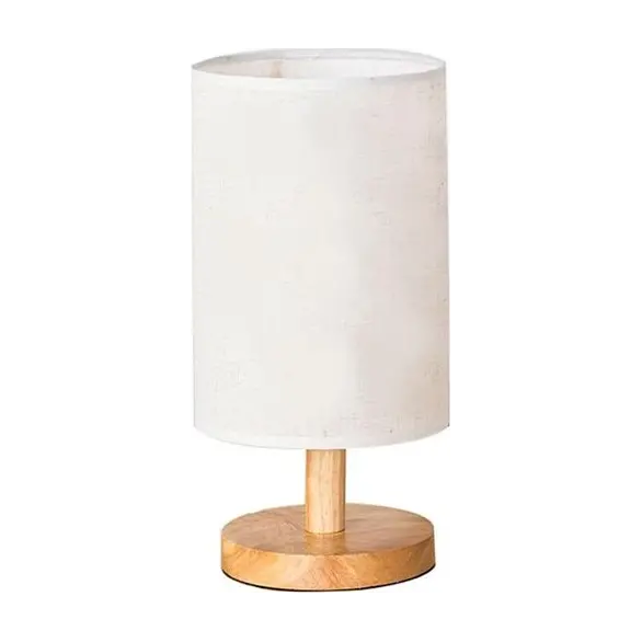 Lampa stołowa Abat-Jour Lume na stolik nocny z drewnianym abażurem i tkaniną