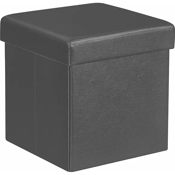 Pufa do przechowywania Kwadratowa w bagażniku PCV Ławka 31x31x31 cm (Czarny)