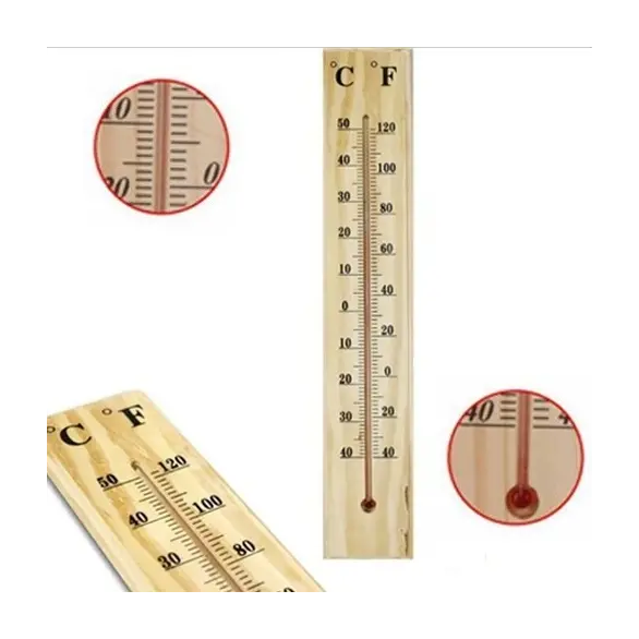 Termometr ścienny Drewniana ściana Wewnątrz Na zewnątrz Mierzy temperaturę C° F°