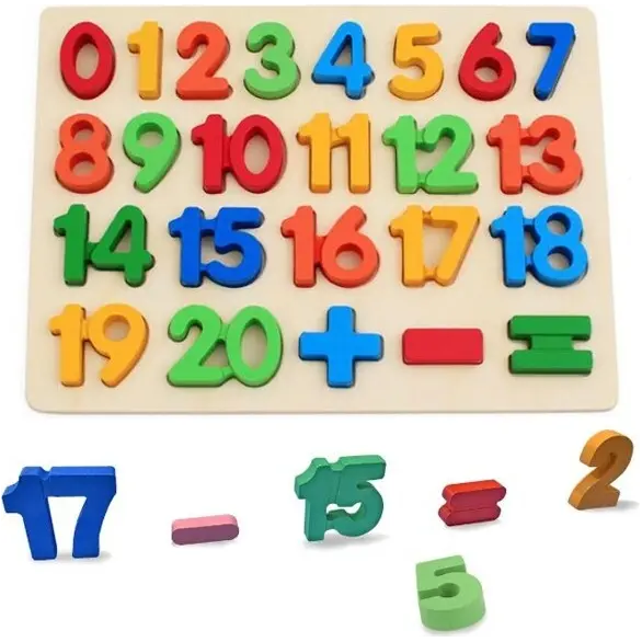 Gra edukacyjna Dzieci Drewniane Puzzle 3D Numery Kolorowe Blokujące Zabawki
