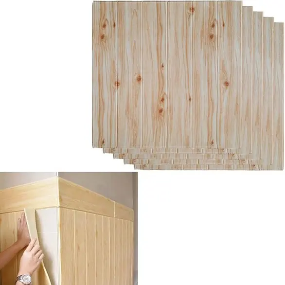 5x Dekoracyjny panel ścienny do okładzin wewnętrznych z efektem jasnego drewna