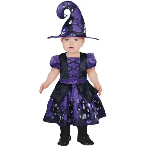 Kostium czarownicy na Halloween karnawałowy dziewczynki w wieku 12/24...