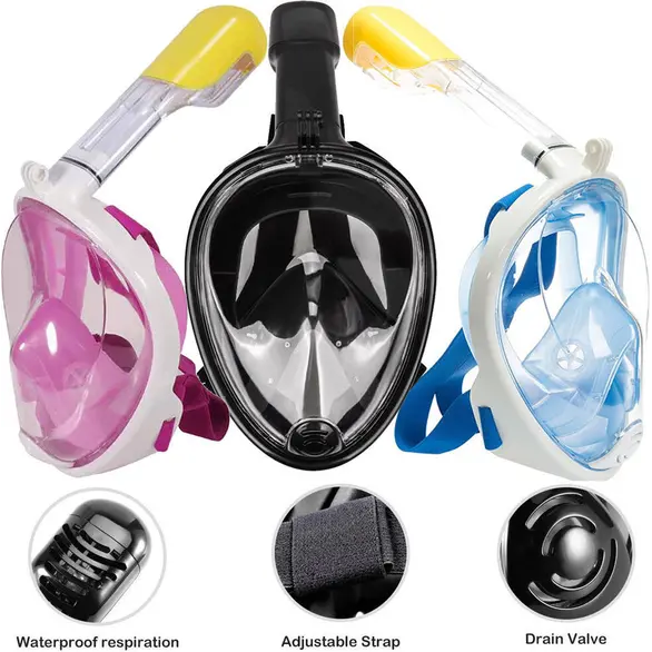 Pełna panoramiczna maska ​​​​do snorkelingu Fajka nurkowania różnych kolorach...