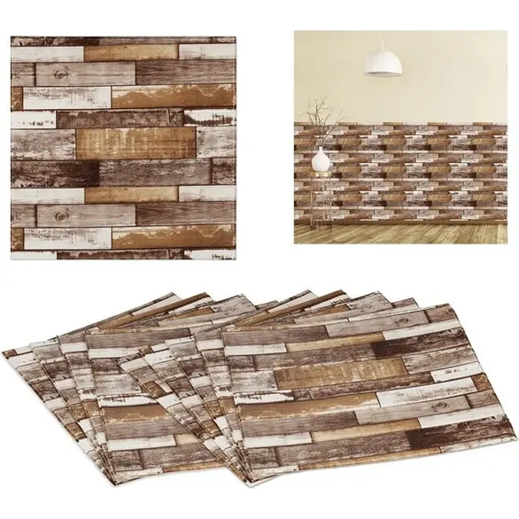 5x Panel samoprzylepny 70x70cm Tapeta 3D ceglana ściana z efektem drewna
