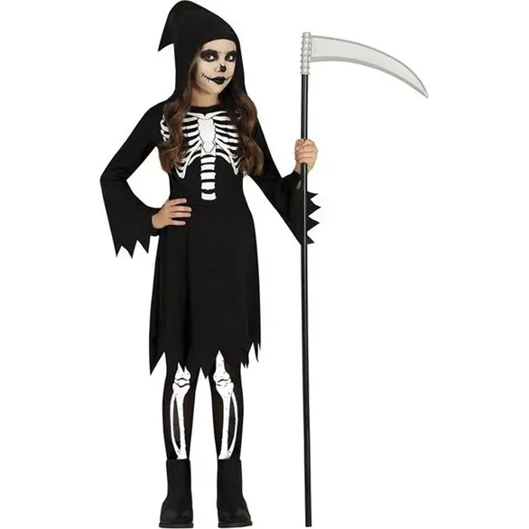 Kostium na Halloween Ponury Żniwiarz, czarna sukienka dla dziewczynki 3-12...