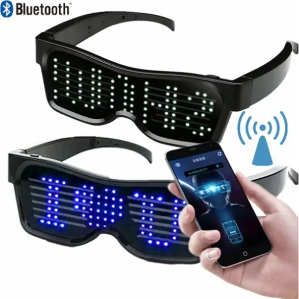 Futurystyczne okulary LED z możliwością dostosowania Świecące imprezy Bluetooth
