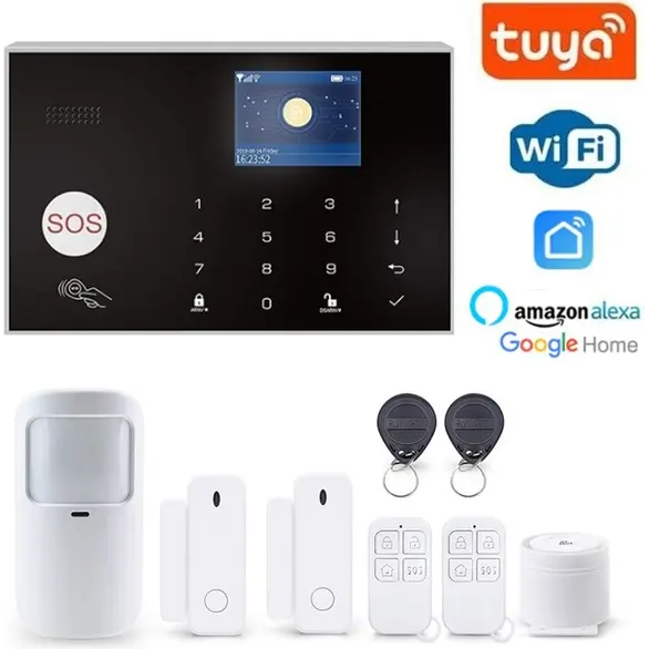 Bezprzewodowy zestaw alarmowy GSM Home Wi-Fi z dialerem Tuya Alexa (Kompletny...