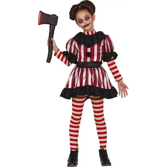 Kostium na Halloween przebranie zabójcy-klauna horroru dla dziewczynki 3-12...