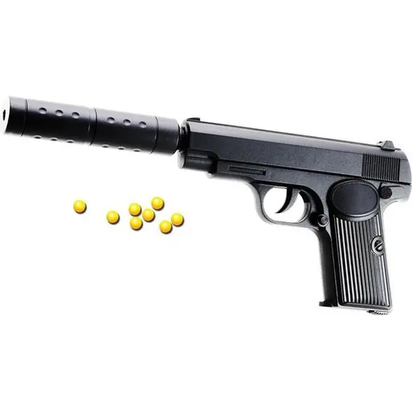 Pistolet zabawkowy dzieci strzela miękkimi kulkami 6 mm z plastikowym tłumikiem