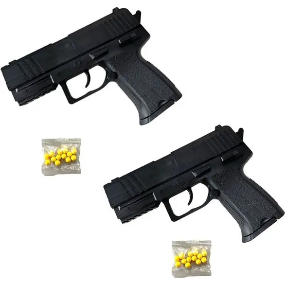 2x Pistolet zabawkowy strzelający śrutem 6mm dzieci od 8+ z czarnego plastiku