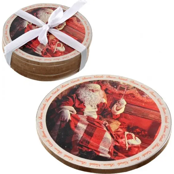 12x Okrągłe podkładki świąteczne 10 cm Drewniana dekoracja świąteczna do domu