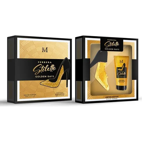 Perfumy Ferrera Stiletto Golden Days Gift Box 50 ml + Balsam 50 ml