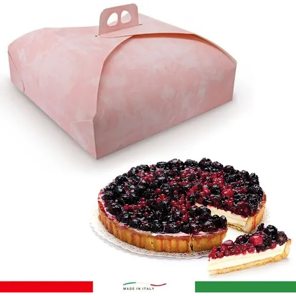 18x Różowe pudełko kartonowe na ciasto o wymiarach 39,5x39,5 cm kwadratowe