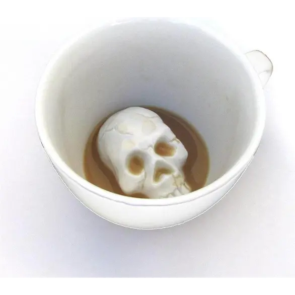 Kubek Joke Biała czaszka Relief Herbata Mleko Kawa Śniadanie Ceramiczne