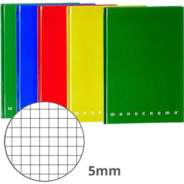 5x notatników A5 w twardej oprawie, monochromatyczne, 5 mm, różne kolory