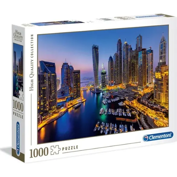 Puzzle 1000 elementów Panorama Skyline Dubaj Wieżowce Budynki Morze 69x50 cm