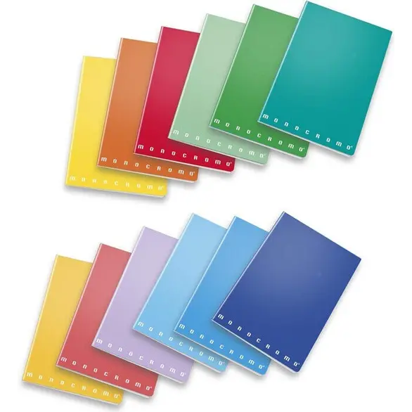 10x monochrome notesów A5 z kwadratową linijką 5 mm, szkoła różnych kolorów