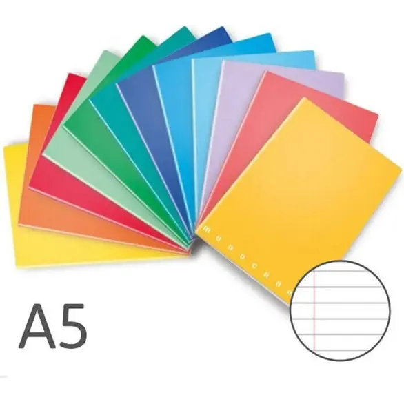 10x Notatnik w linii A5, monochromatyczny, 0C, 42 kartki, różne kolory