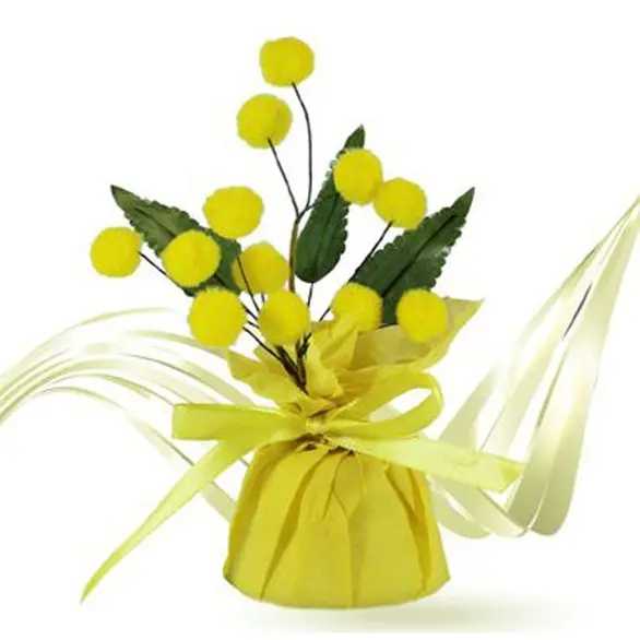 6x Bukiet Mimozy na Dzień Kobiet Sztuczna Sadzonka Kwiatu Wełnistego 15cm