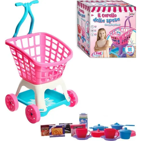 Wózek zabawkowy dla dzieci Zakupy w supermarkecie z akcesoriami 51x30x28 cm