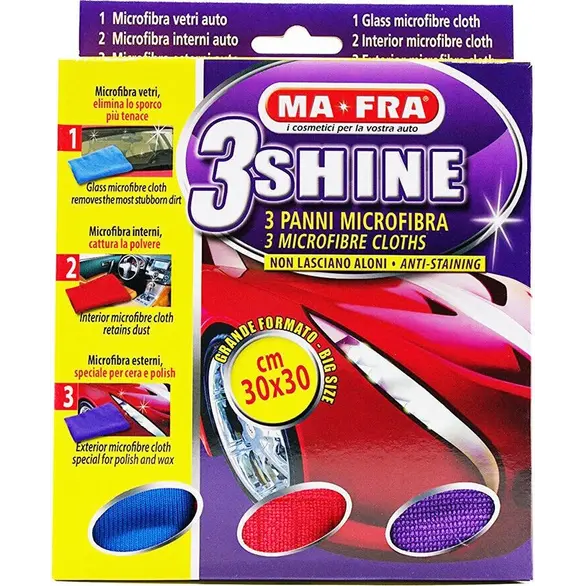 MAFRA 3SHINE 3 antyplamowe ściereczki z mikrofibry do szyb wewnętrznych i...