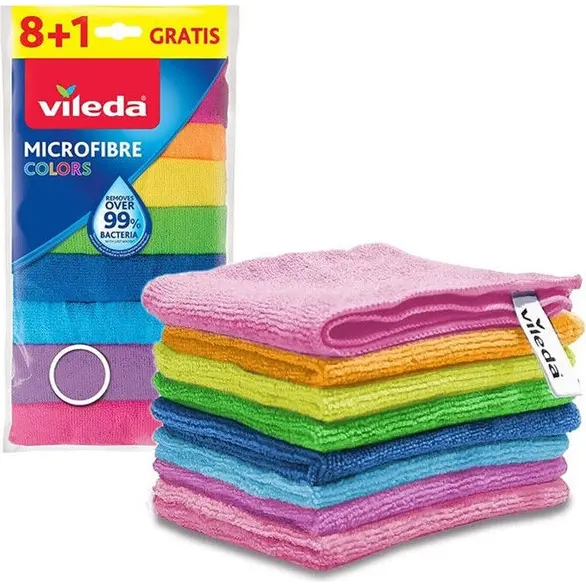 9 ściereczek z mikrofibry Vileda kolory można prać w pralce wielokrotnego...