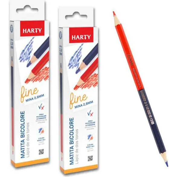 24x Dwukolorowy czerwony niebieski ołówek 2 kolory Szkolne biuro Cienki...