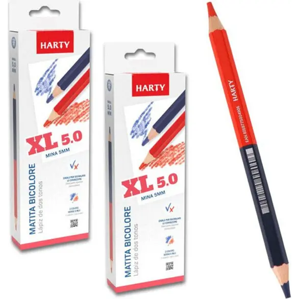 24x Dwukolorowy czerwony niebieski ołówek 2 kolory Maxi Grafit 5 mm Biuro...