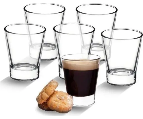 6x Filiżanki do Kawy Mod. Caffeino Espresso 8,5cl Szklanki z Przezroczystego