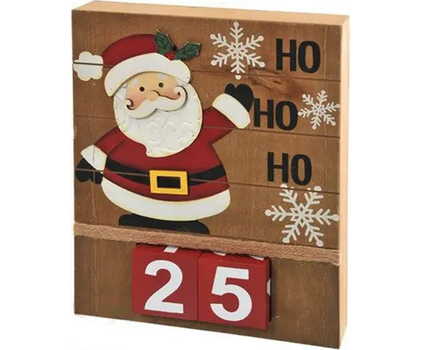 Drewniany świąteczny kalendarz adwentowy Ozdoba Świętego Mikołaja 25x5x20 cm
