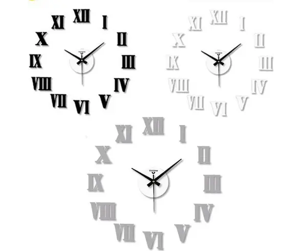 Samoprzylepny zegar ścienny Nowoczesna duża dekoracja ścienna 50x50cm 3D DIY