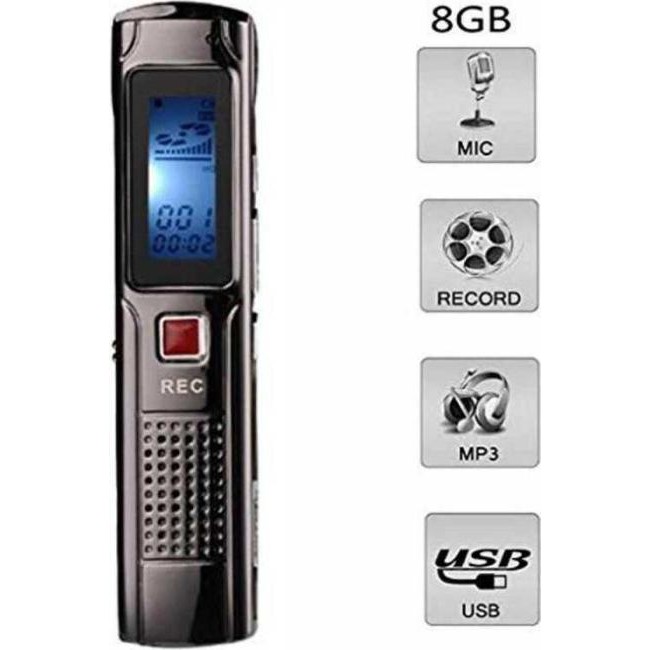 Cyfrowy dyktafon 8 GB MP3 z możliwością ładowania Dyktafon Mini USB Voice
