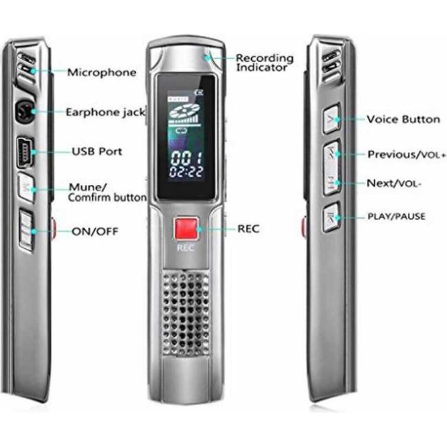 Cyfrowy dyktafon 8 GB MP3 z możliwością ładowania Dyktafon Mini USB Voice 5