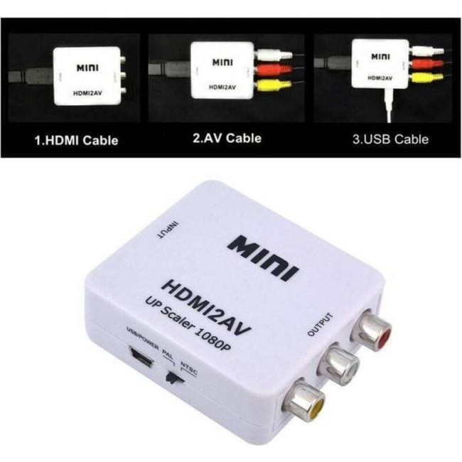 Konwerter adaptera HDMI na AV obsługuje sygnały audio TV 2AV CVBS Video 5