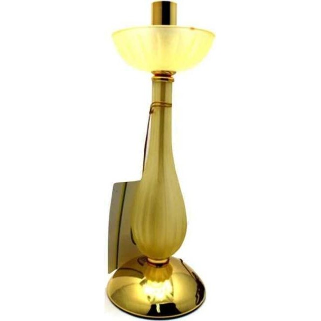 Abat jour lampka nocna w eleganckim złotym szklanym świetle z gniazdem e14