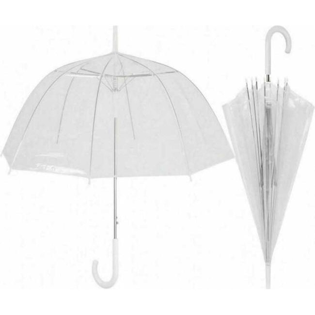 2x przezroczysty parasol ślubny z białą rączką, biały automatyczny deszcz 5