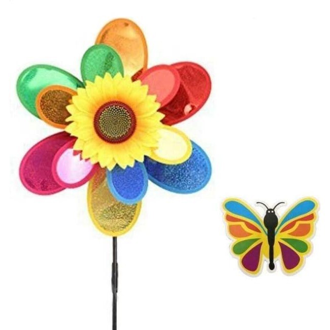 2x wiatrak kształt kwiat wielokolorowy motyl słonecznik dzieci